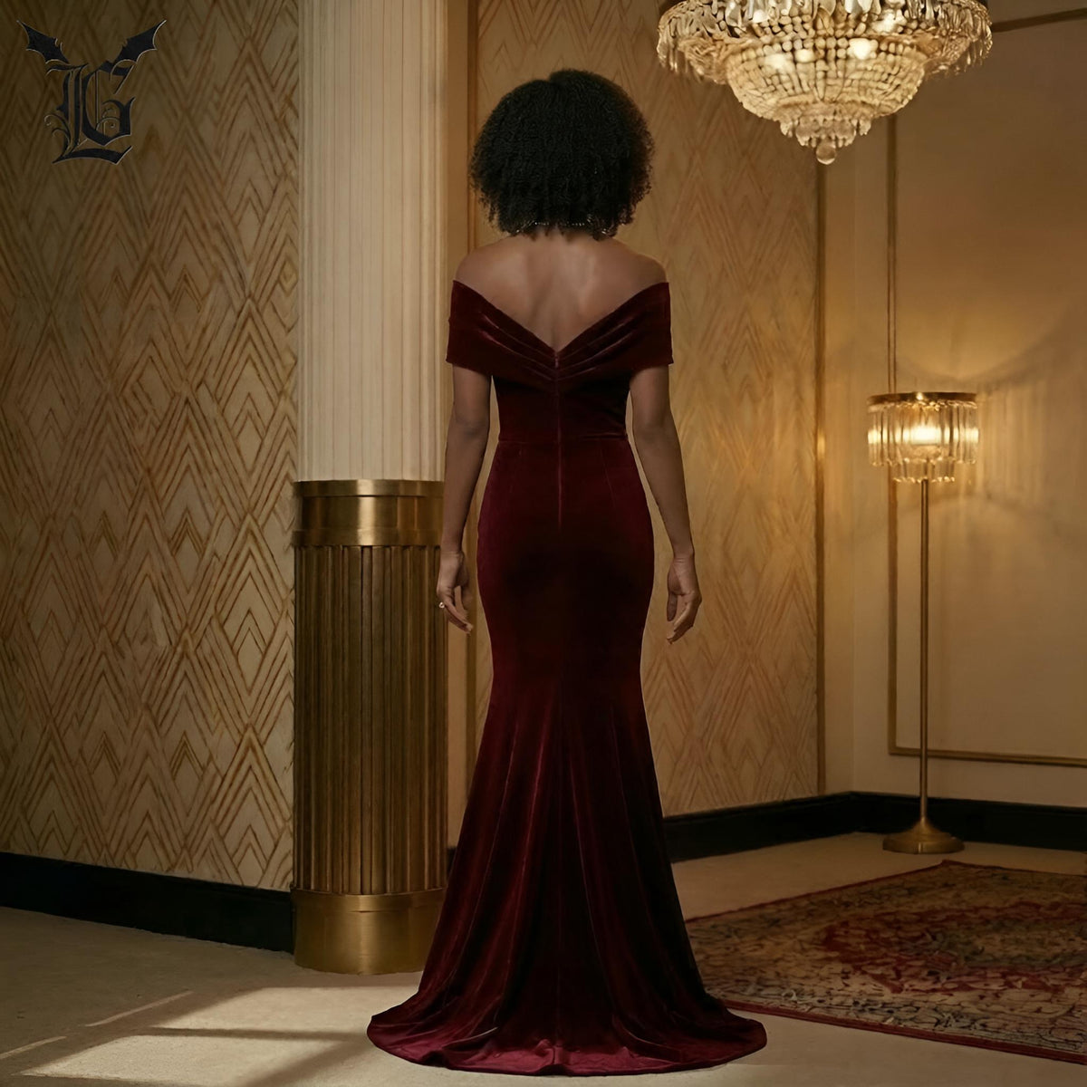 Josie Burgundy Velvet Maxi Dress — view 6