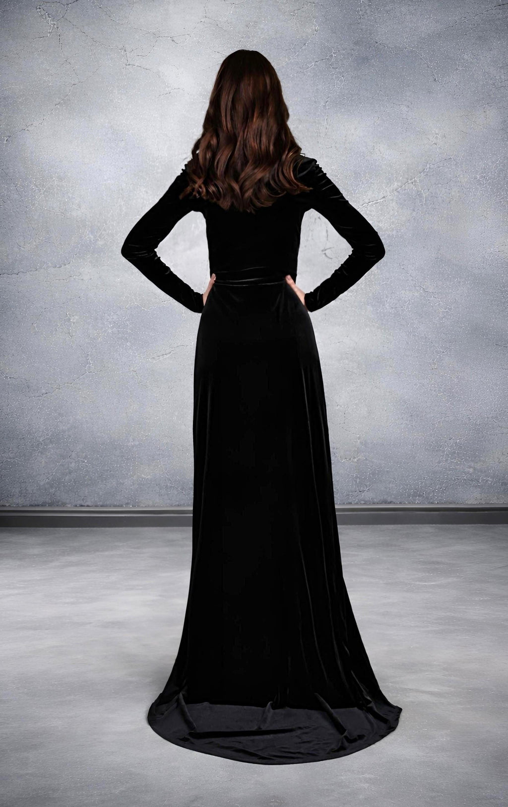 Sadie Black Velvet Maxi Dress — view 3