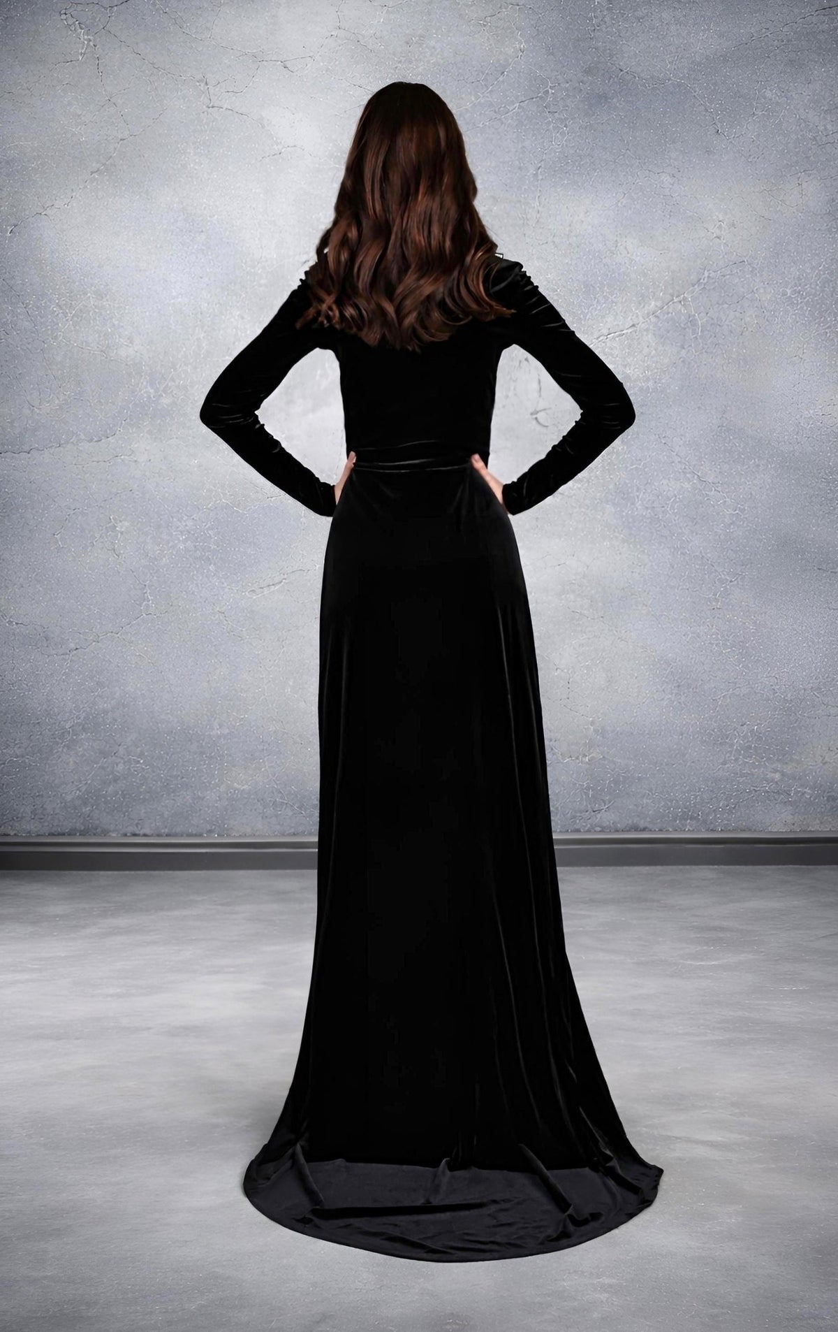 Sadie Black Velvet Maxi Dress — view 3