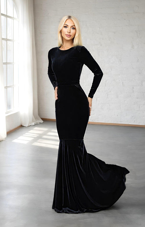 Daisy Black Velvet Maxi Dress — Occasions by Paulette