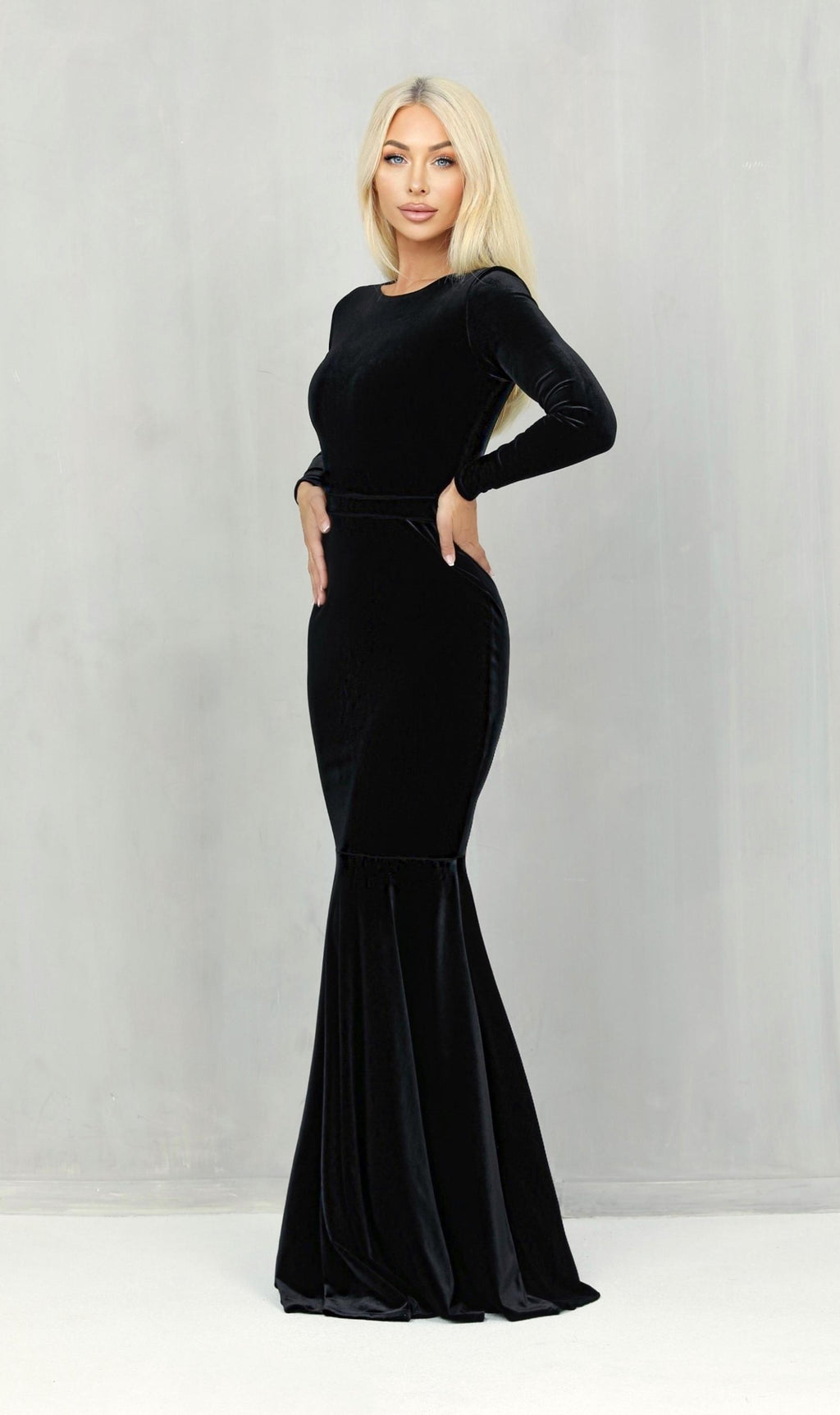 Daisy Black Velvet Maxi Dress — view 6