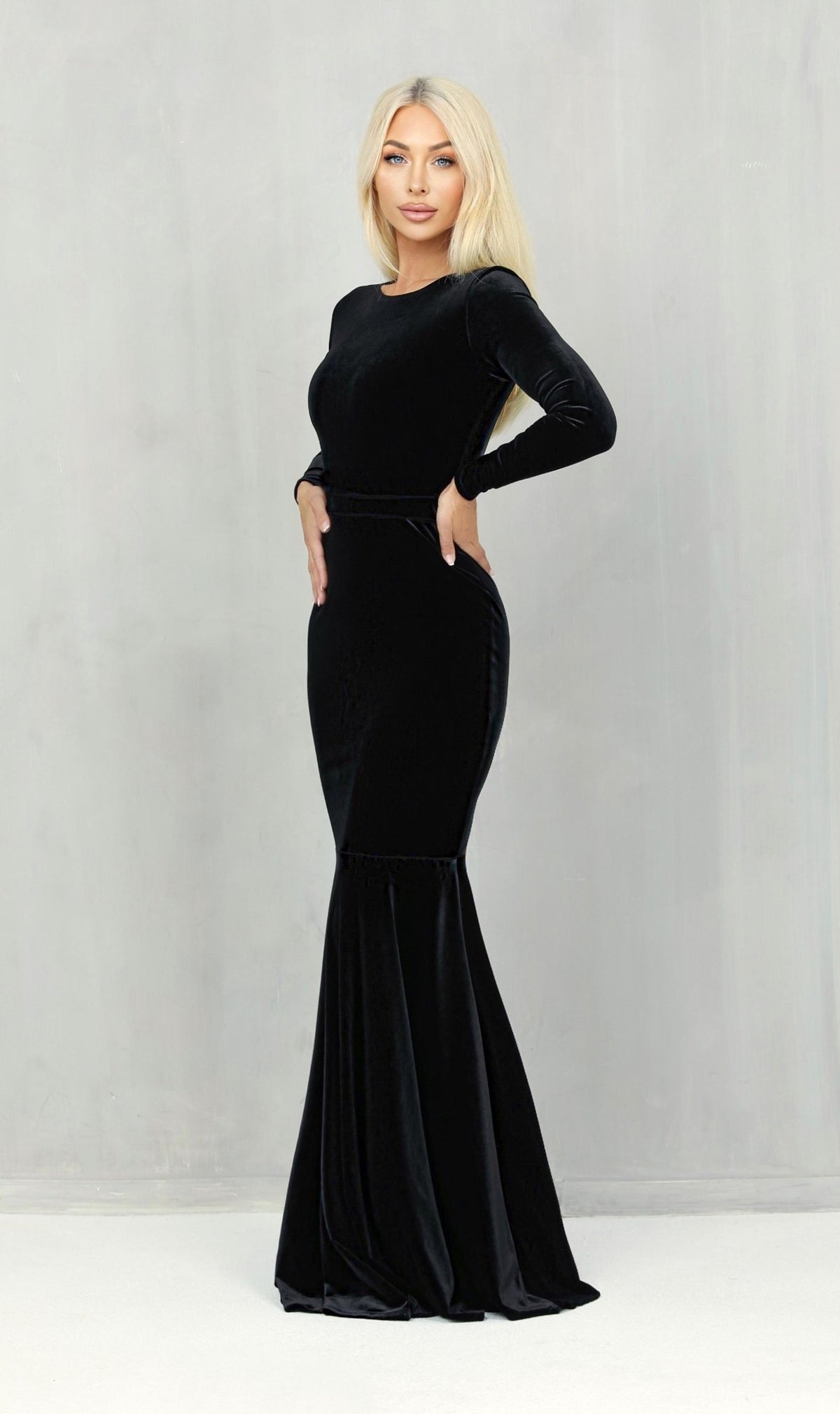 Daisy Black Velvet Maxi Dress — view 6