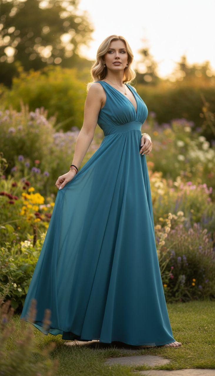 Rosa Teal Maxi Dress — view 4