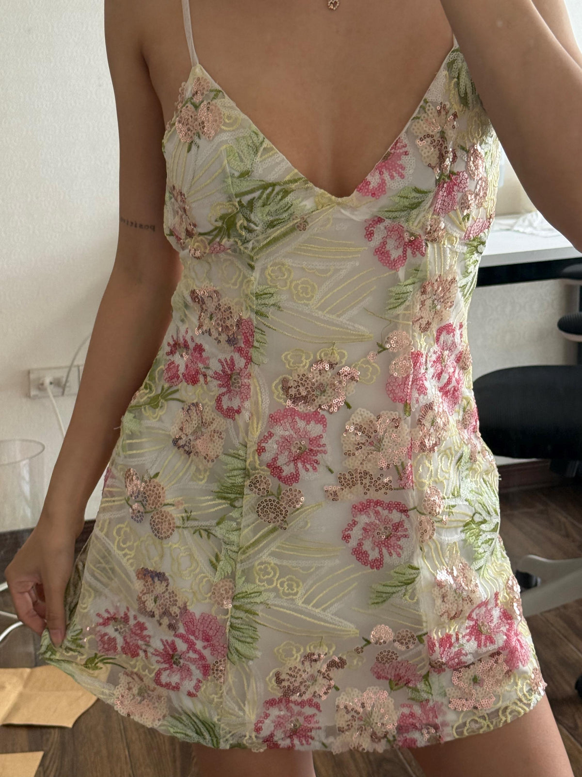 Rae Floral Sequin Open-Back Mini Dress — view 4