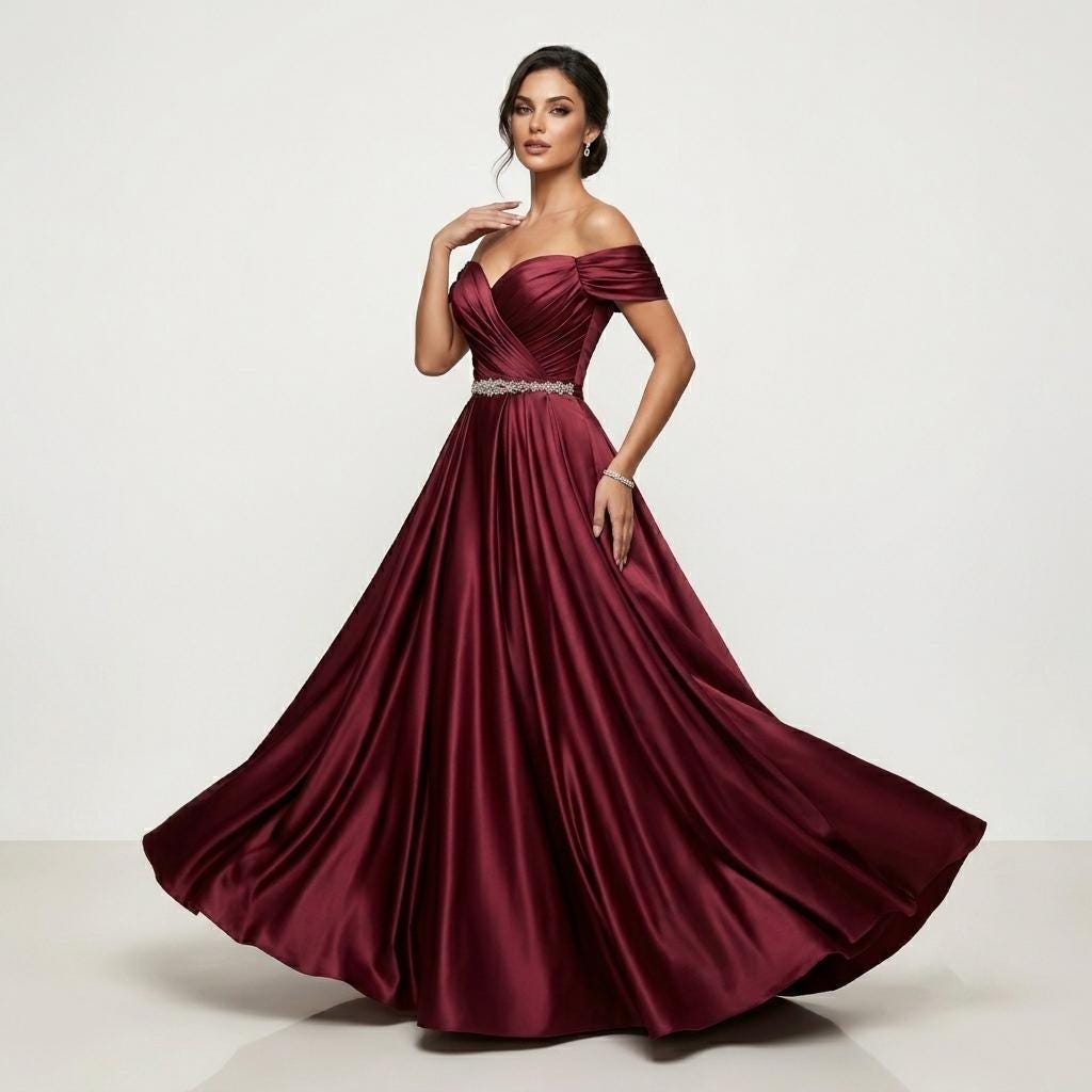 Coco Burgundy Satin Maxi Dress — view 3