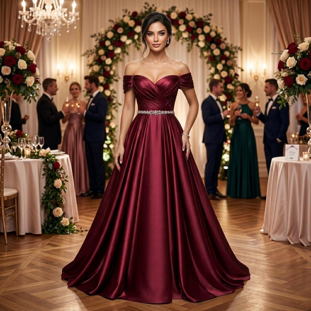 Coco Burgundy Satin Maxi Dress — Occasions by Paulette