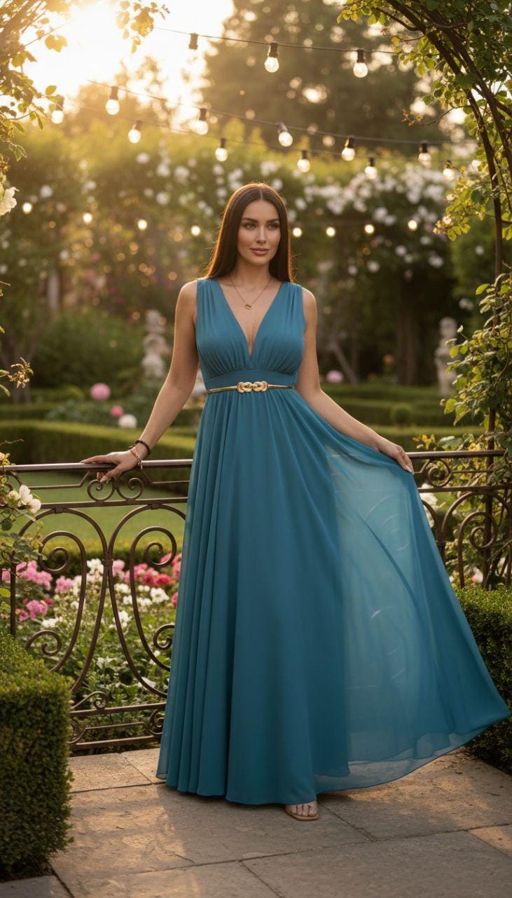 Rosa Teal Maxi Dress — view 2