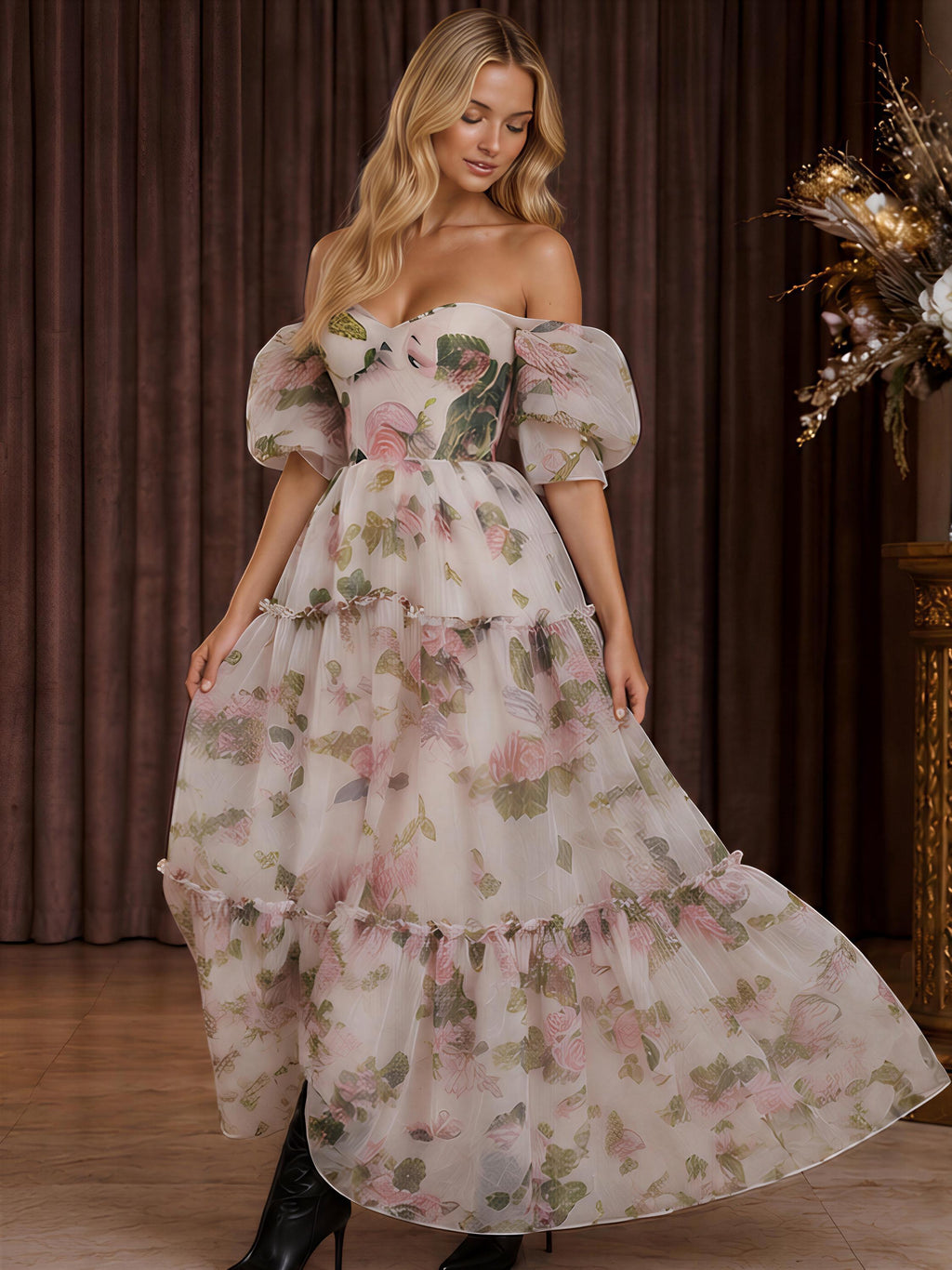 Dahlia Multicolor Organza Maxi Dress — view 5