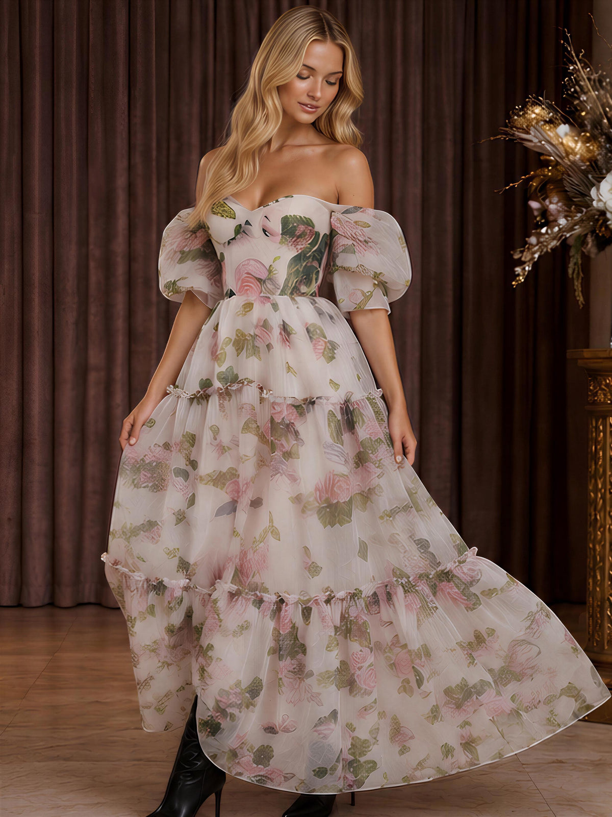 Dahlia Multicolor Organza Maxi Dress — view 5