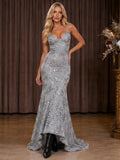 Vera Silver Sequin Open-Back Maxi Dress — Occasions by Paulette