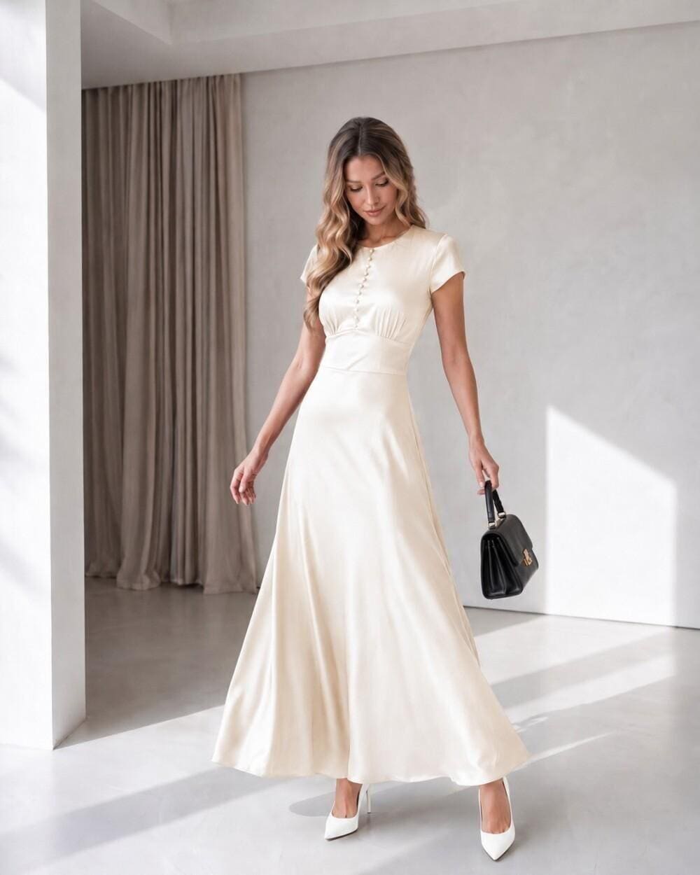 Lotte Red Satin Maxi Dress — view 2