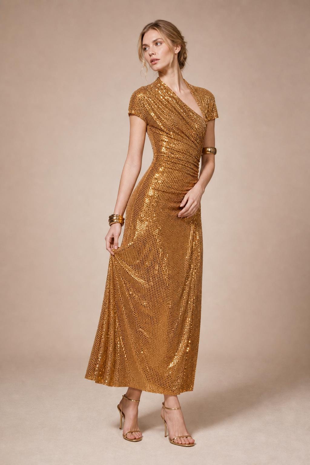 Dora Gold Sequin Maxi Dress — view 5