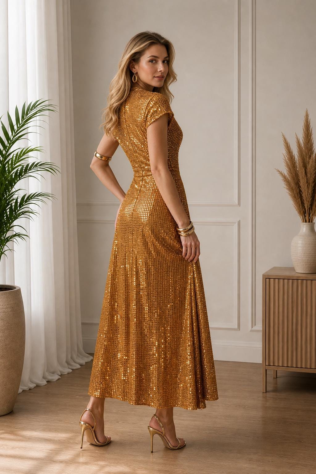 Dora Gold Sequin Maxi Dress — view 2