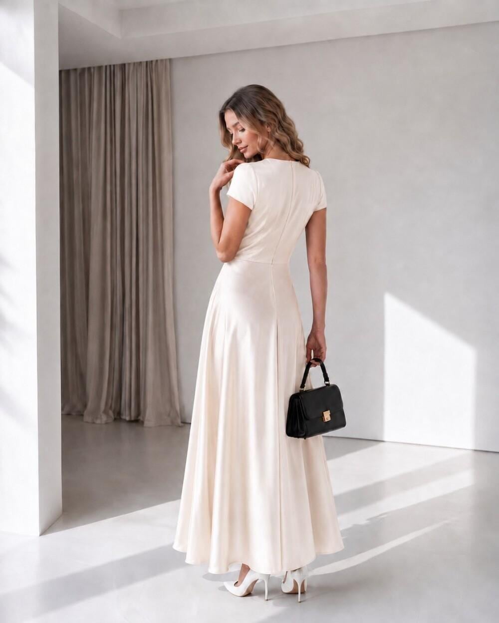 Lotte Red Satin Maxi Dress — view 4