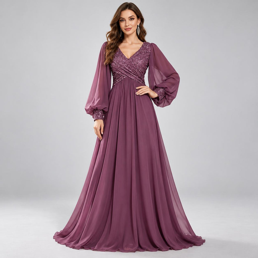 Brielle Plum Sequin Maxi Dress — view 4