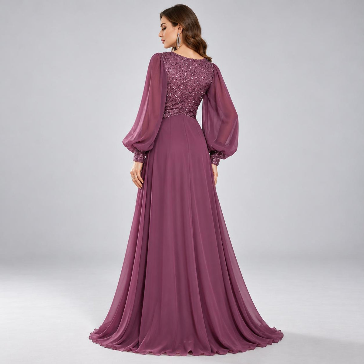 Brielle Plum Sequin Maxi Dress — view 2