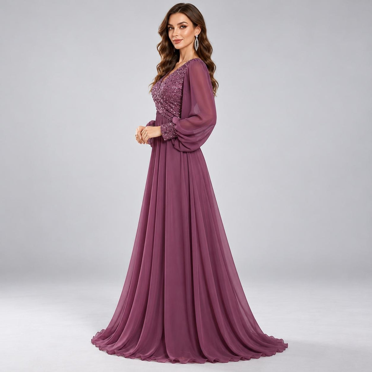 Brielle Plum Sequin Maxi Dress — view 3