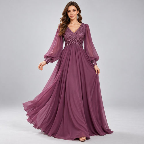 Brielle Plum Sequin Maxi Dress — Occasions by Paulette